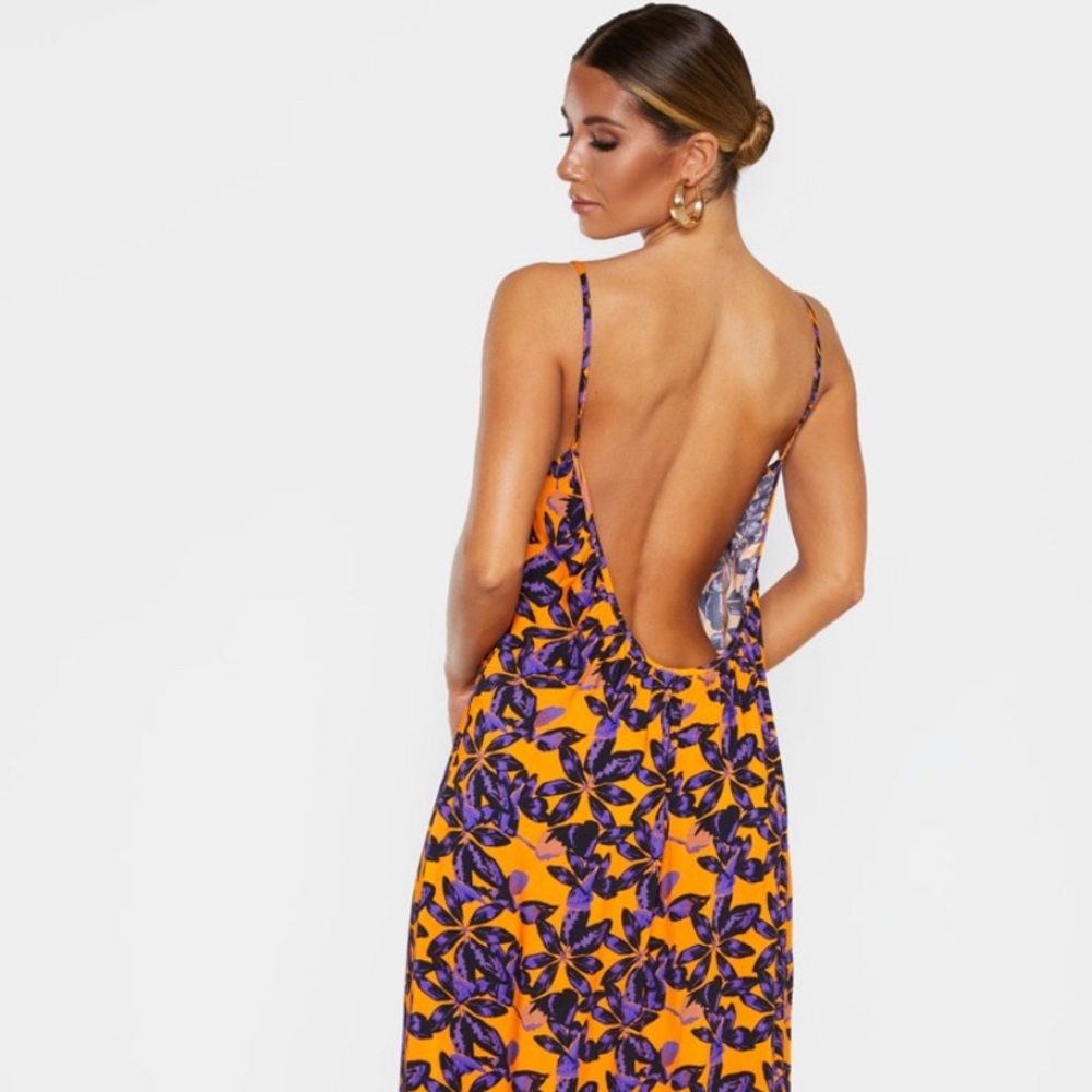 Orange and Purple Backless Maxi